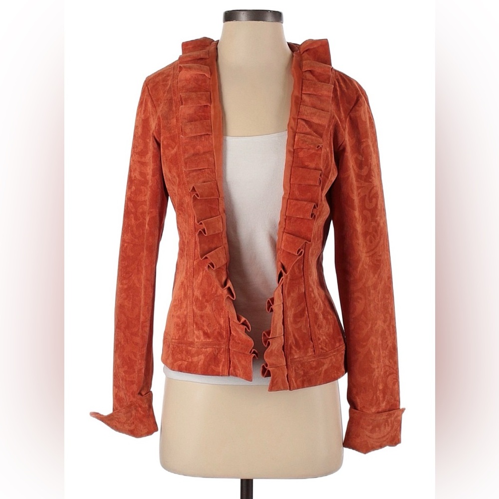 CHICO’S ~ Women’s Dress Casual Open Jacket ~ Orange ~ Size 0